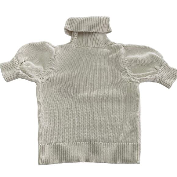 Adam Lippes Sweater Womens Small White Puff Sleeve Knit Turtleneck Cotton Wool - Picture 6 of 12